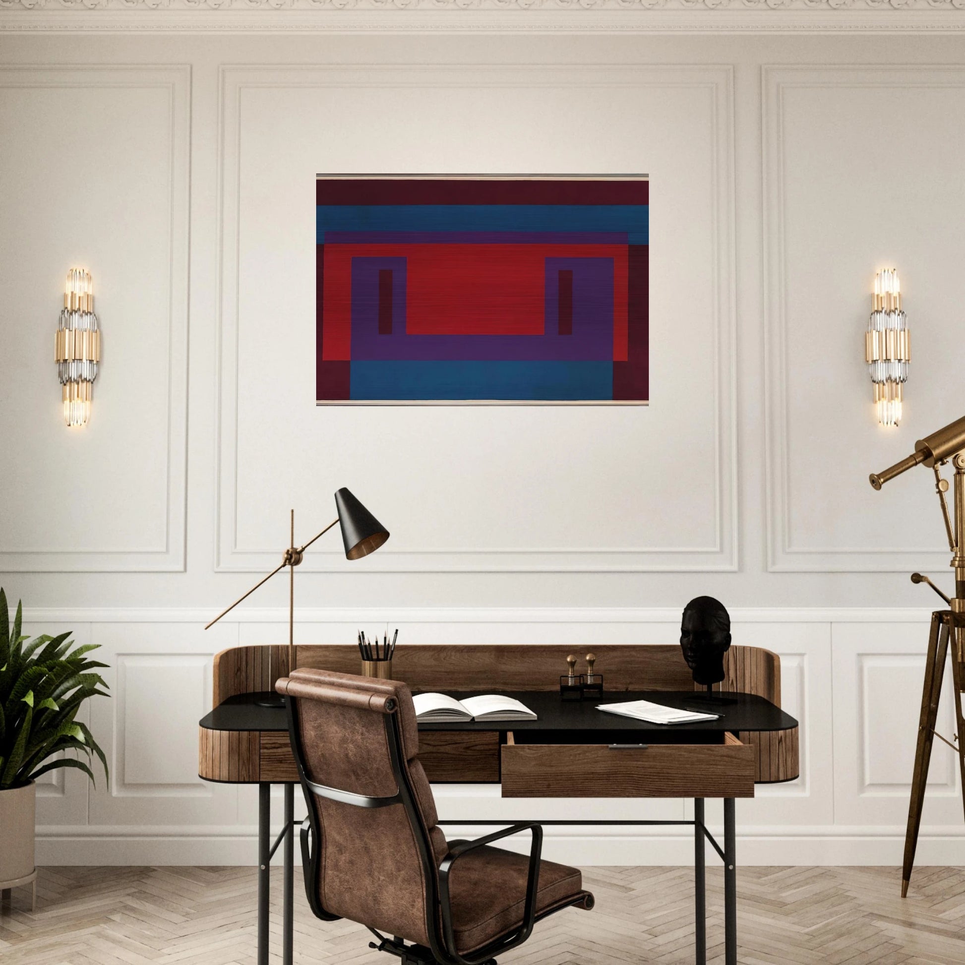 RED WALL 1956 - Josef Albers Brushed Aluminum Print - 70x100 cm / 28x40 inches | Josef Albers Aluminum Print | Josef Albers Prints
