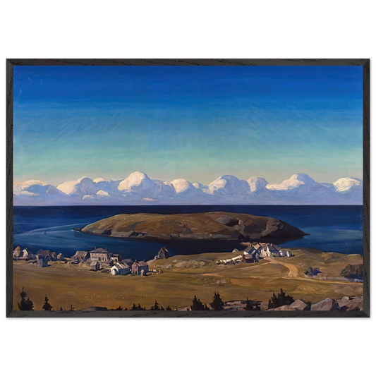 Island Village Coast of Maine - Rockwell Kent 70x100 cm / 28x40 inches Framed Art Print – Black Wooden Frame