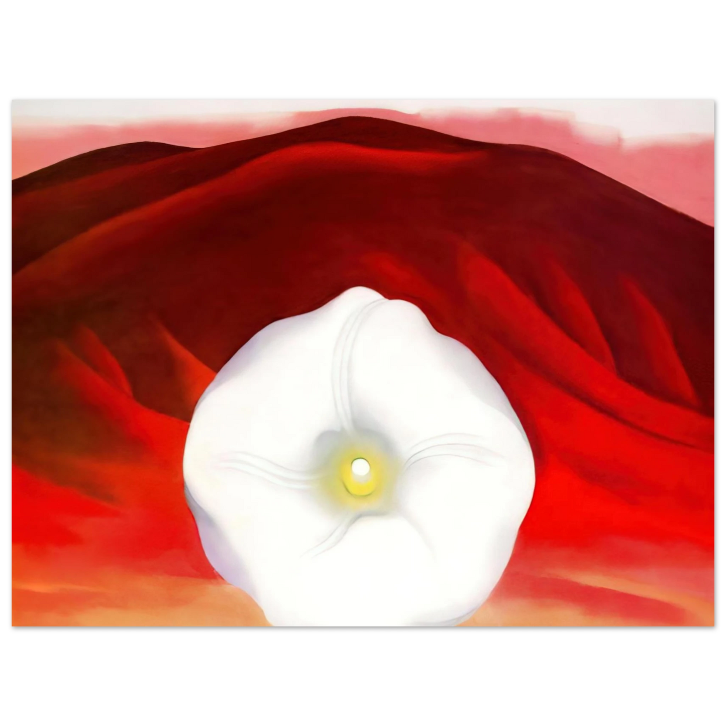 Georgia O'Keeffe - Red hills and white flower Fine Art Poster