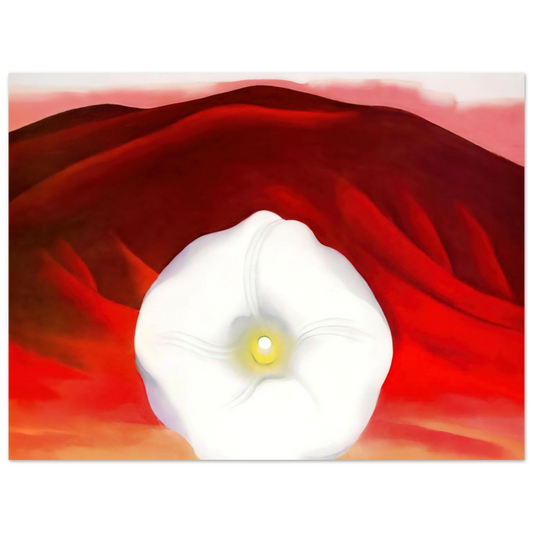 Georgia O'Keeffe - Red hills and white flower Fine Art Poster