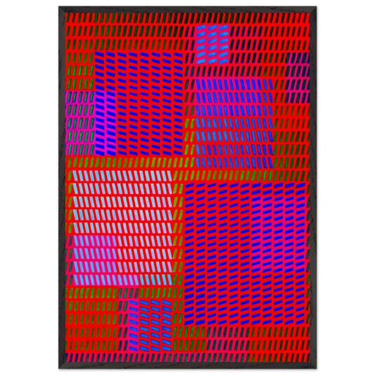 Keiho C1 - 1963 - Victor Vasarely 70x100 cm / 28x40 inches Framed Art Print – Black Wooden Frame