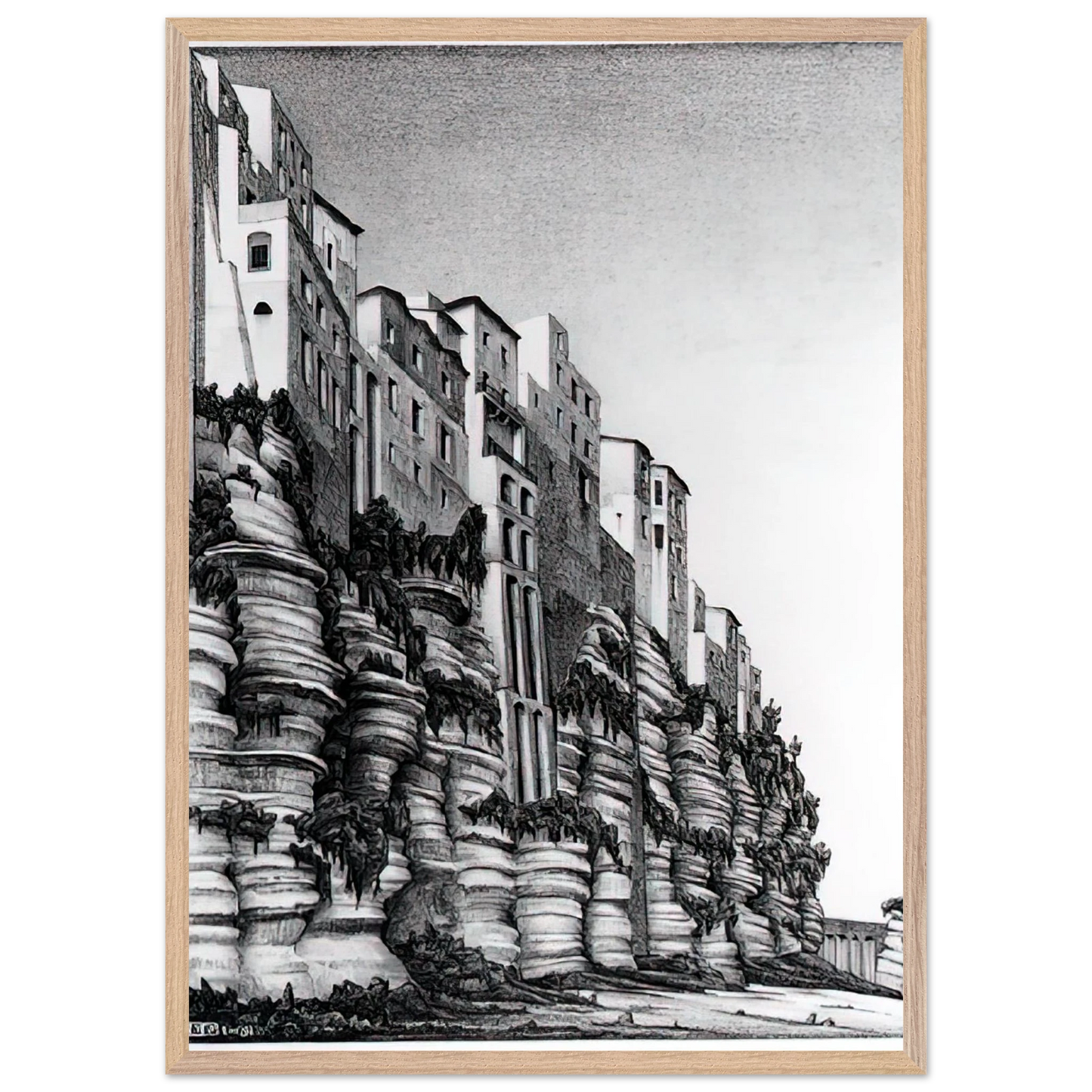 MC Escher - TROPEA CALABRIA Wall art - A1 (59.4 x 84.1  cm) - Premium Wooden Framed Poster With Fine Art Paper-canvas - White frame