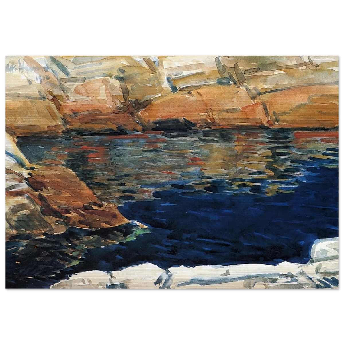 Looking into Beryl Pool - Childe Hassam Brushed Aluminum Print - 70x100 cm / 28x40 inches | Childe Hassam Aluminum Print | Childe Hassam Prints