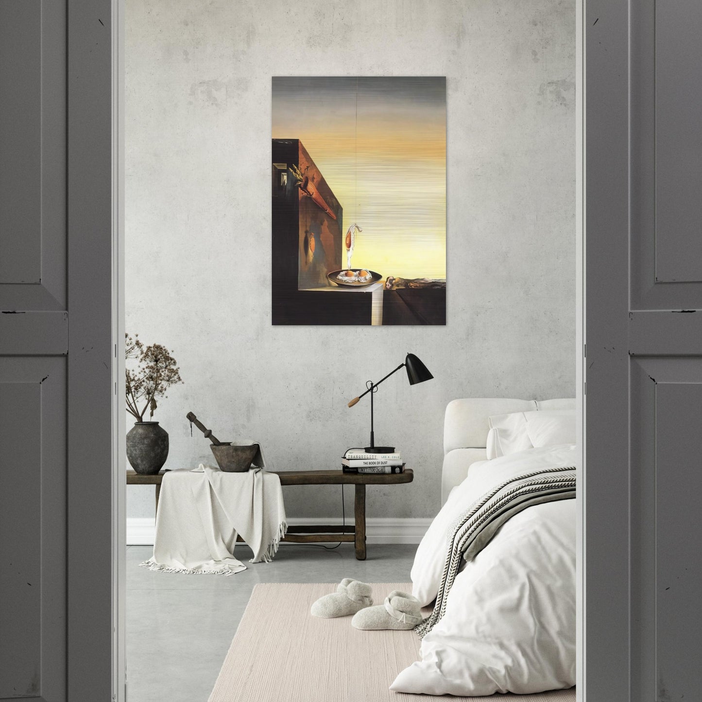 EGGS ON PLATE WITHOUT THE FLAT - Salvador Dali Brushed Aluminum Print - 70x100 cm / 28x40 inches | Salvador Dali Aluminum Print | Salvador Dali Prints
