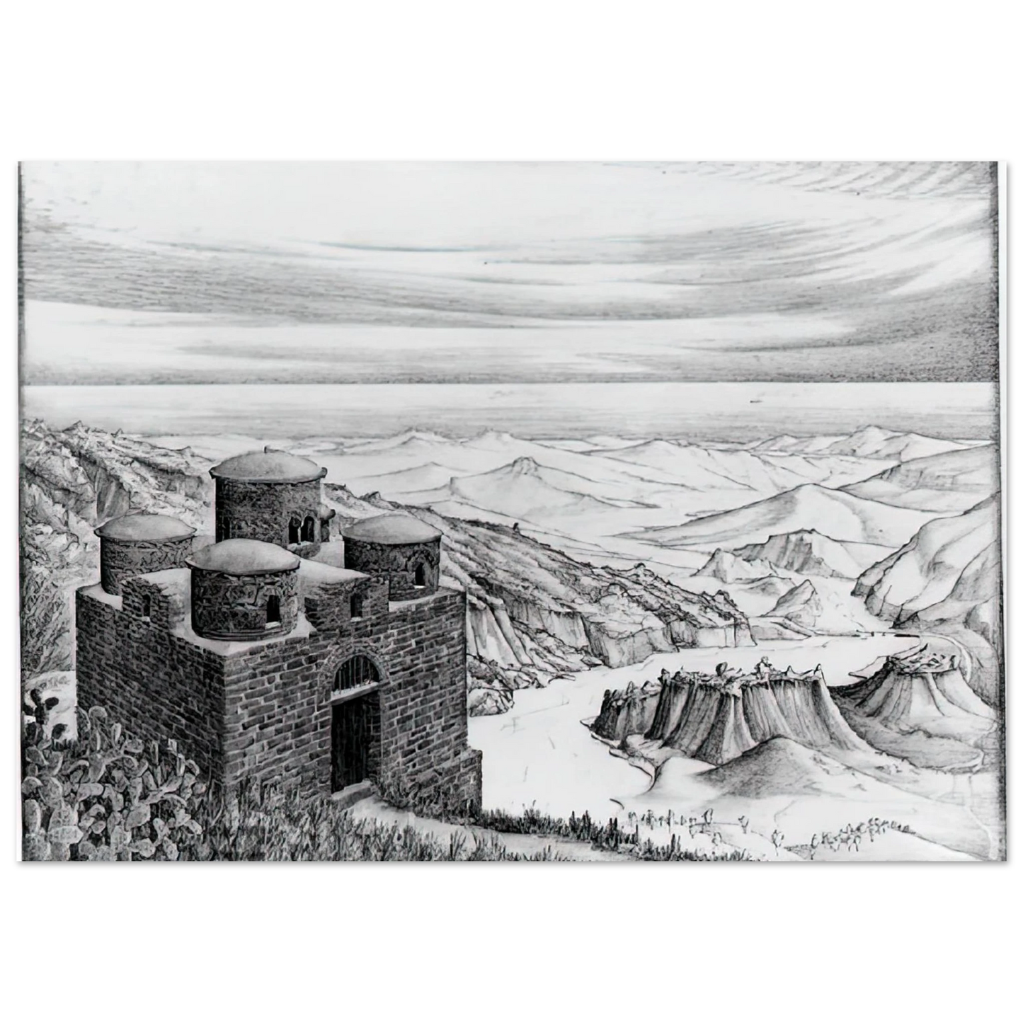 MC Escher - CATTOLICA OF STILO CALABRIA 1930 Wall Art - 21x29.7 cm / 8x12" - Premium Wooden Framed Poster With Fine Art Paper-canvas - White frame