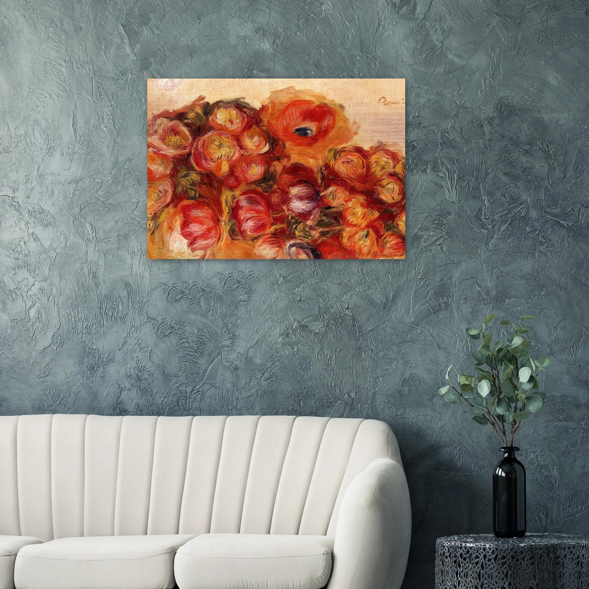 Study of Flowers Anemones and Tulips - Pierre-Auguste Renoir Brushed Aluminum Print - 70x100 cm / 28x40 inches | Pierre-Auguste Renoir Aluminum Print | Pierre-Auguste Renoir Prints