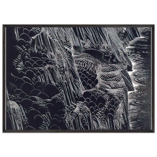 Ocean Cliffs - Eyvind Earle 70x100 cm / 28x40 inches Framed Art Print – Black Wooden Frame