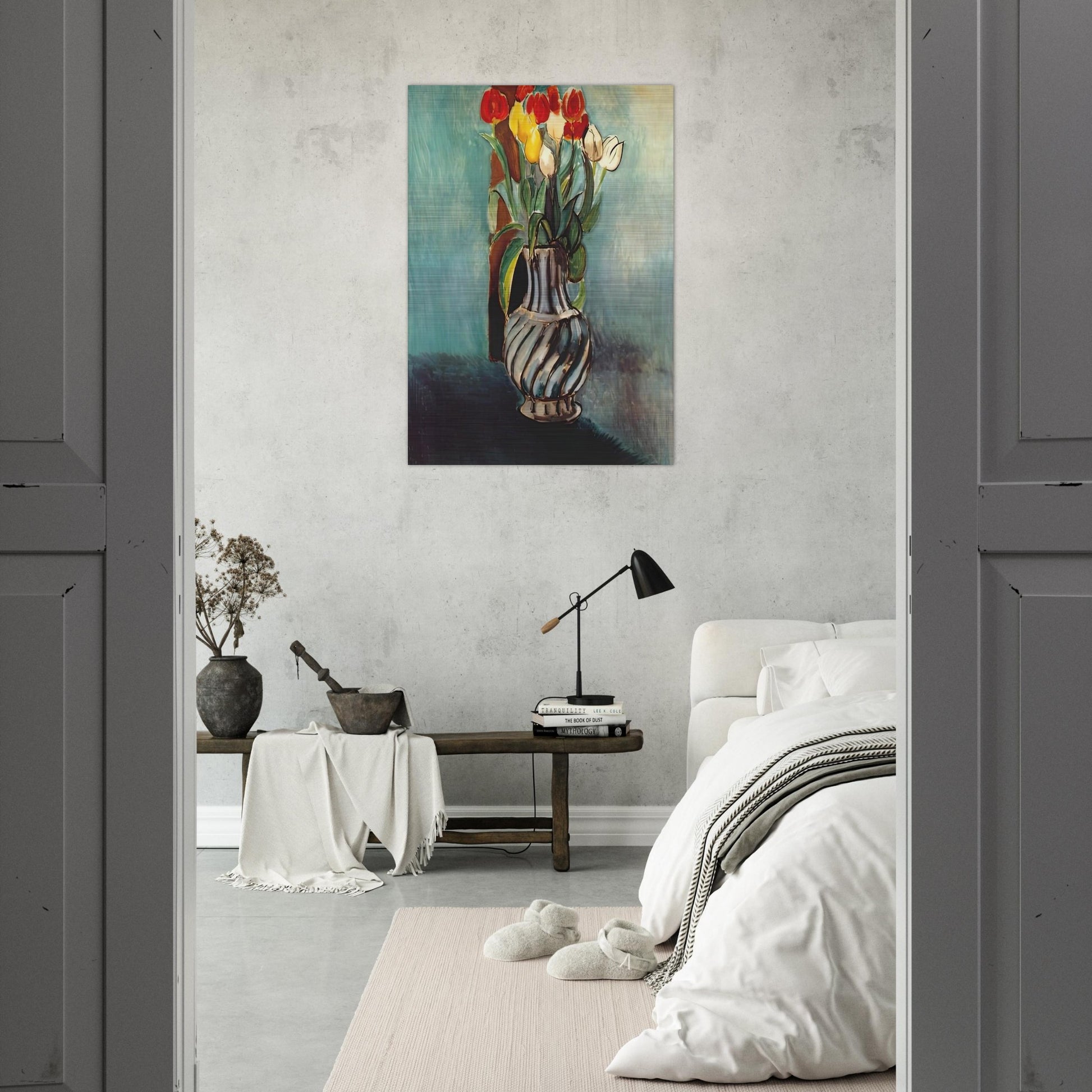 ME MYSELF STENDHAL VASE OF TULIPS 1914 - Henri Matisse Brushed Aluminum Print - 70x100 cm / 28x40 inches | Henri Matisse Aluminum Print | Henri Matisse Prints