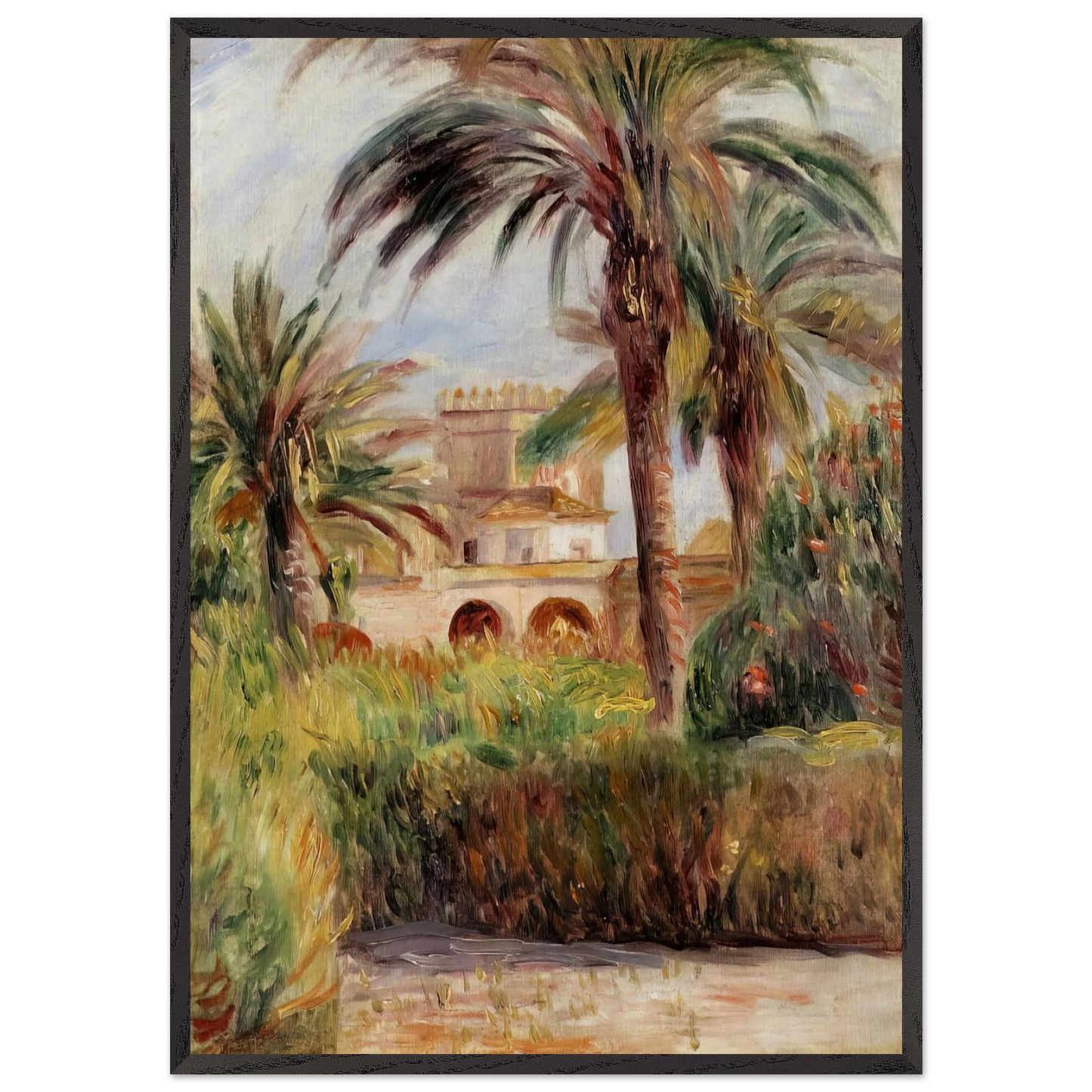 The Test Garden in Algiers - Pierre-Auguste Renoir 70x100 cm / 28x40 inches Framed Art Print – Black Wooden Frame