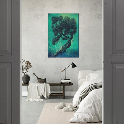 Solitary Bonsai - Eyvind Earle Brushed Aluminum Print - 70x100 cm / 28x40 inches | Eyvind Earle Aluminum Print | Eyvind Earle Prints