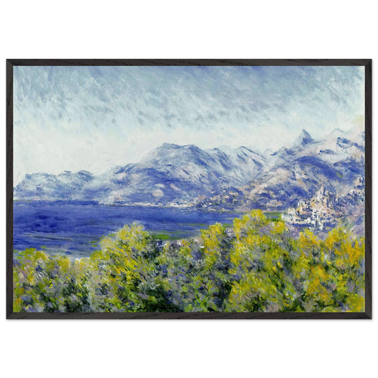 View of Ventimiglia - claude monet 70x100 cm / 28x40 inches Framed Art Print – Black Wooden Frame