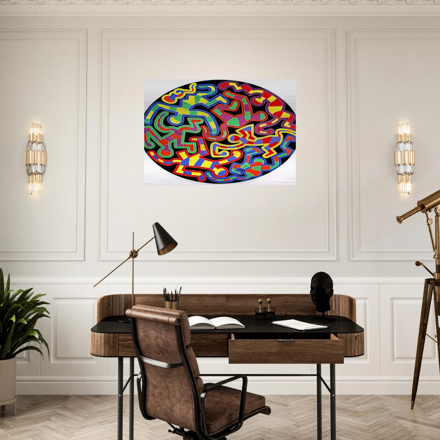 MONKEY PUZZLE 1988 - Keith Haring Brushed Aluminum Print - 70x100 cm / 28x40 inches | Keith Haring Aluminum Print | Keith Haring Prints