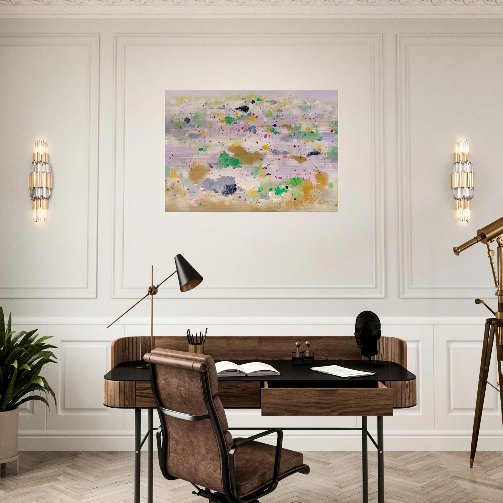 The Blooming Mountain - Abstract Expressionism, Ink and wash painting - Wu Guanzhong Brushed Aluminum Print - 70x100 cm / 28x40 inches | Wu Guanzhong Aluminum Print | Wu Guanzhong Prints
