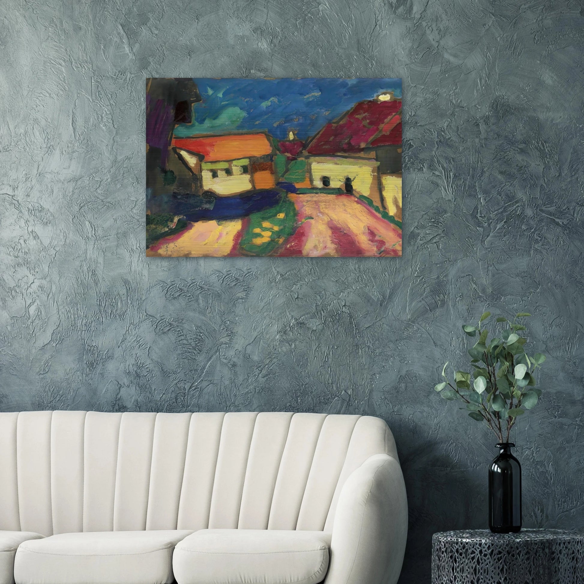LANDSCHAFTSTUDIE DORFSTRASSE 1908 - Alexej von Jawlensky Brushed Aluminum Print - 70x100 cm / 28x40 inches | Alexej von Jawlensky Aluminum Print | Alexej von Jawlensky Prints