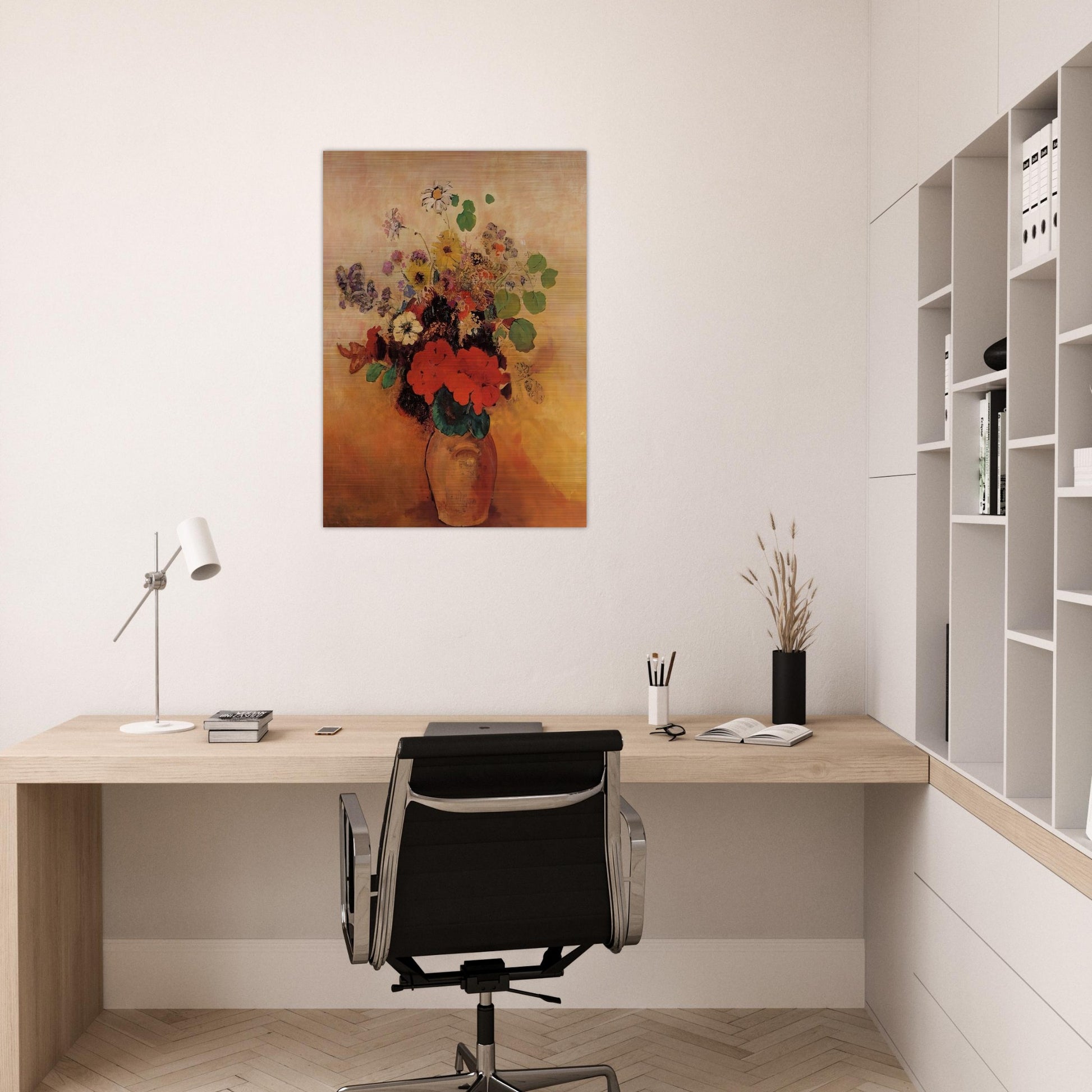 VASE OF FLOWERS 5 - Odilon Redon Brushed Aluminum Print - 70x100 cm / 28x40 inches | Odilon Redon Aluminum Print | Odilon Redon Prints