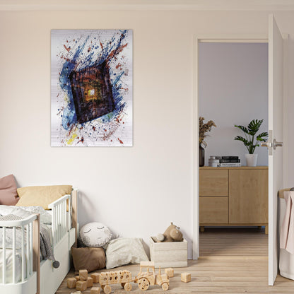 Falling Star  L. L249  - Sam Francis Brushed Aluminum Print - 70x100 cm / 28x40 inches | Sam Francis Aluminum Print | Sam Francis Prints