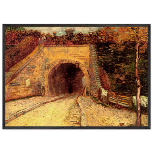 Roadway with Underpass The Viaduct - Vincent van Gogh 70x100 cm / 28x40 inches Framed Art Print – Black Wooden Frame