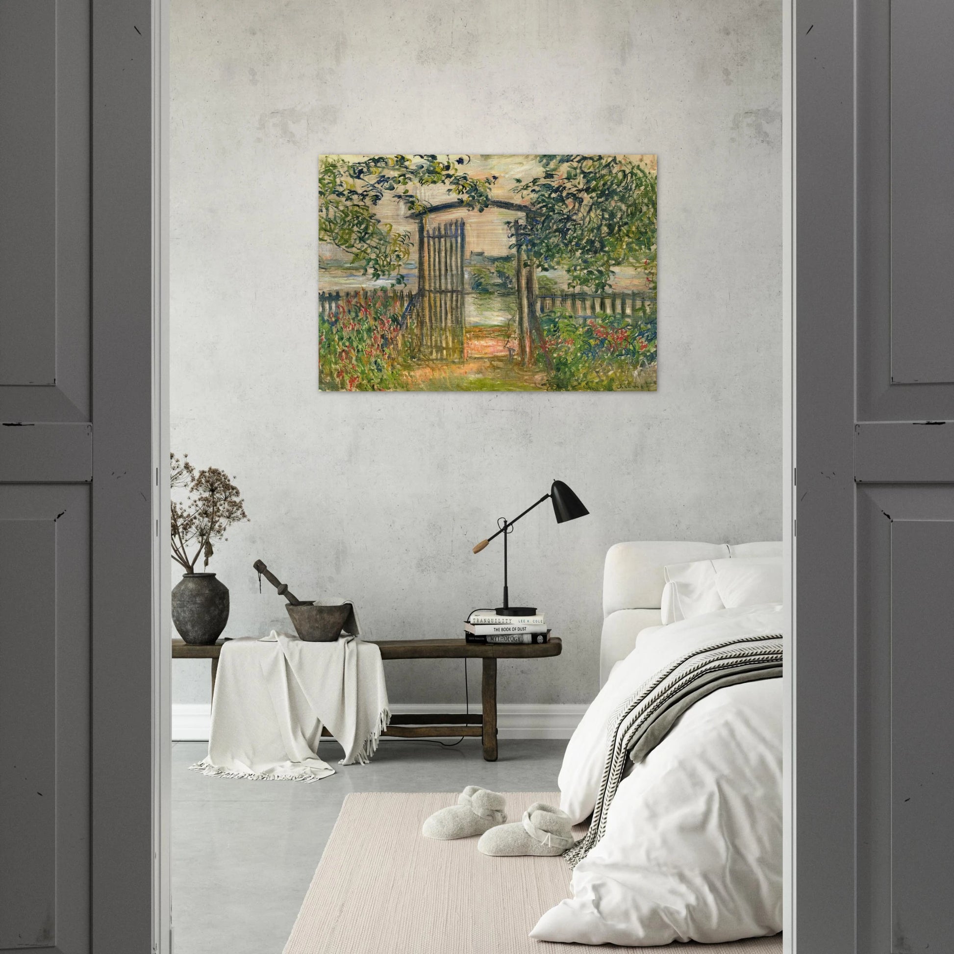 The Garden Gate at Vetheuil - claude monet Brushed Aluminum Print - 70x100 cm / 28x40 inches | claude monet Aluminum Print | claude monet Prints