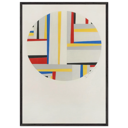 Relational Painting Tondo 49 - 1952 - Fritz Glarner 70x100 cm / 28x40 inches Framed Art Print – Black Wooden Frame