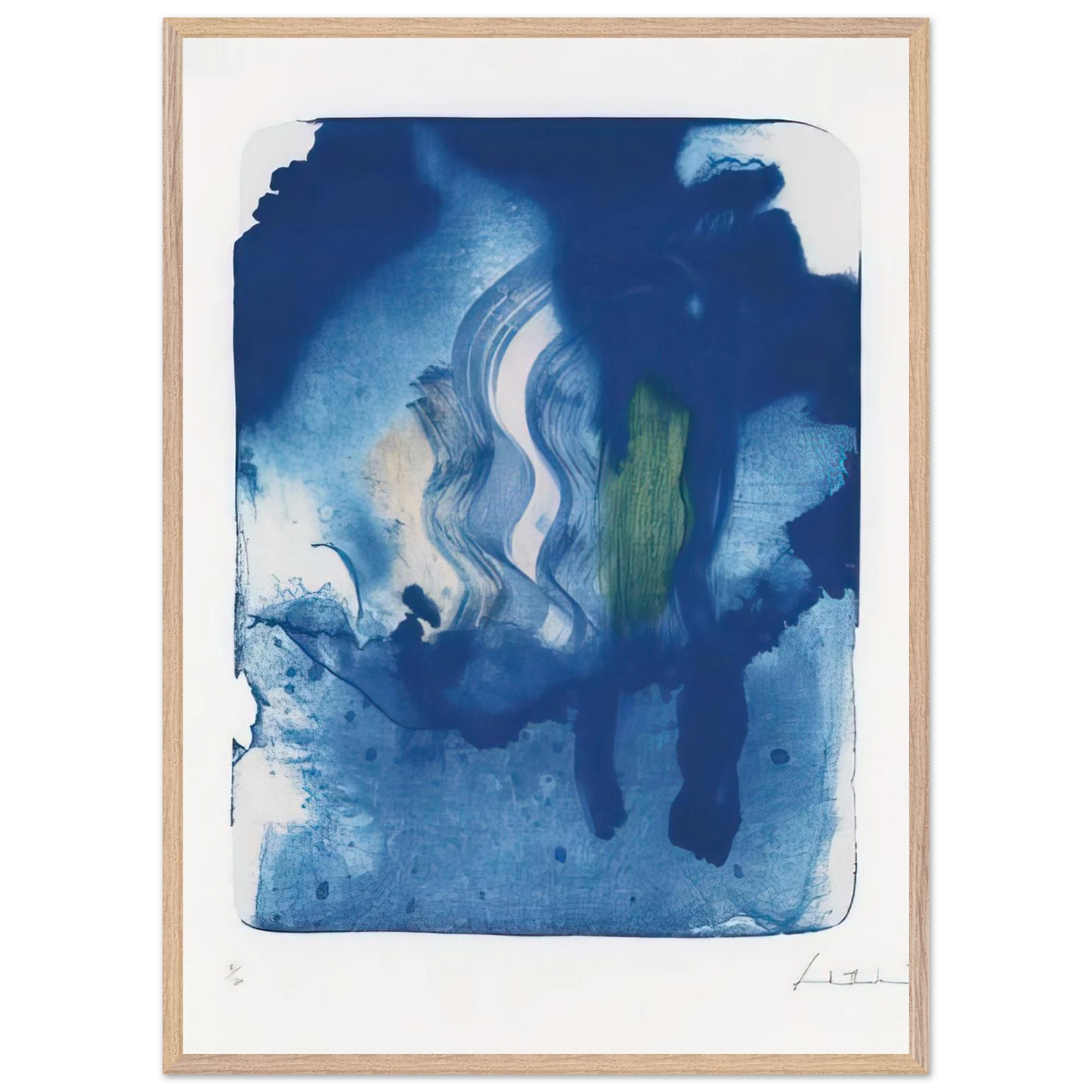 Helen Frankenthaler - Reflections V - 1995 Wall art - 15x20 cm / 6x8 inches - Premium Wooden Framed Poster With Fine Art Paper-canvas - Wood frame