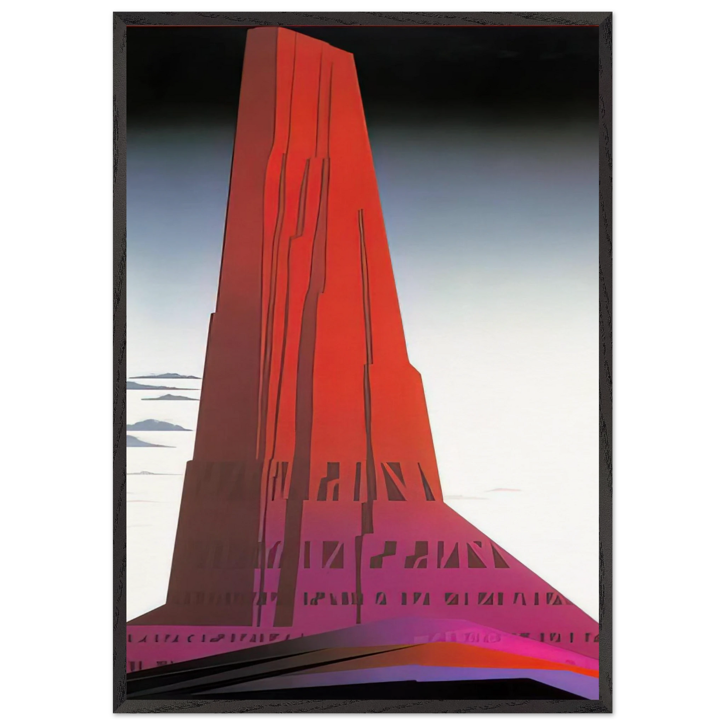 Desert Skyscraper - Eyvind Earle 70x100 cm / 28x40 inches Framed Art Print – Black Wooden Frame