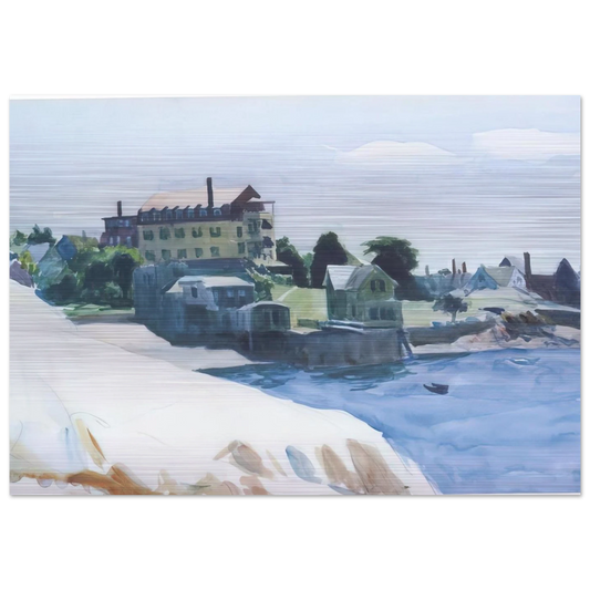 Small Town on Cove - Edward Hopper Brushed Aluminum Print - 70x100 cm / 28x40 inches | Edward Hopper Aluminum Print | Edward Hopper Prints
