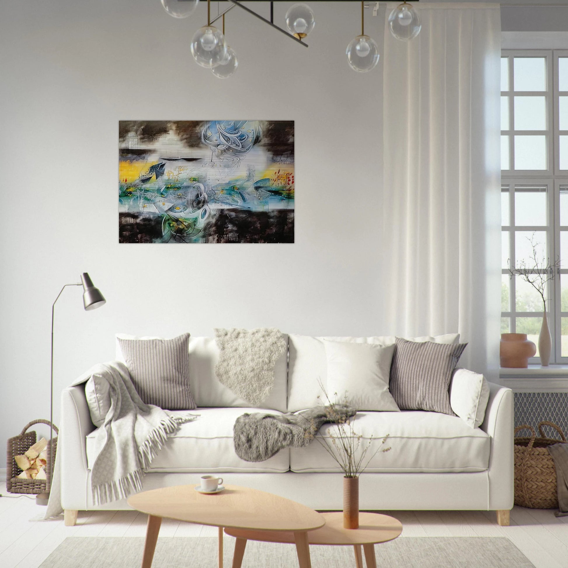 ABRIR EL CUBO Y ENCONTRAR LA VIDA - Roberto Matta Brushed Aluminum Print - 70x100 cm / 28x40 inches | Roberto Matta Aluminum Print | Roberto Matta Prints