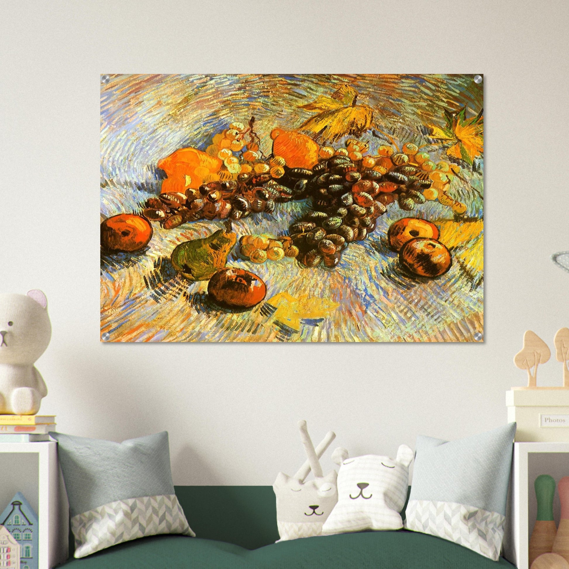 Still Life with Apples, Pears, Lemons and Grapes - Vincent van Gogh Acrylic Print - 70x100 cm / 28x40″ inches | Vincent van Gogh Wall Art | Vincent van Gogh Prints