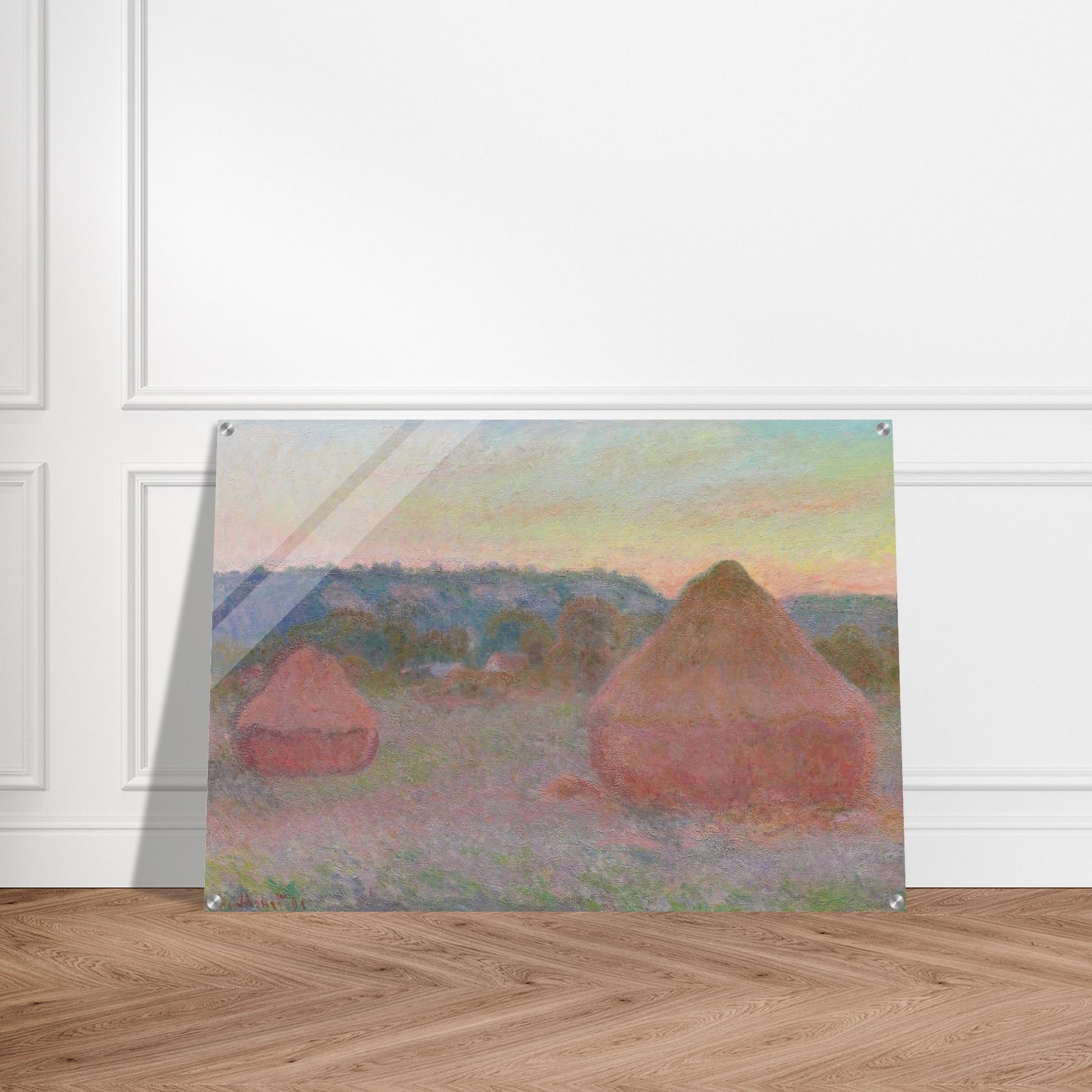 Stacks of Wheat End of Day, Autumn - claude monet Acrylic Print - 70x100 cm / 28x40″ inches | claude monet Wall Art | claude monet Prints