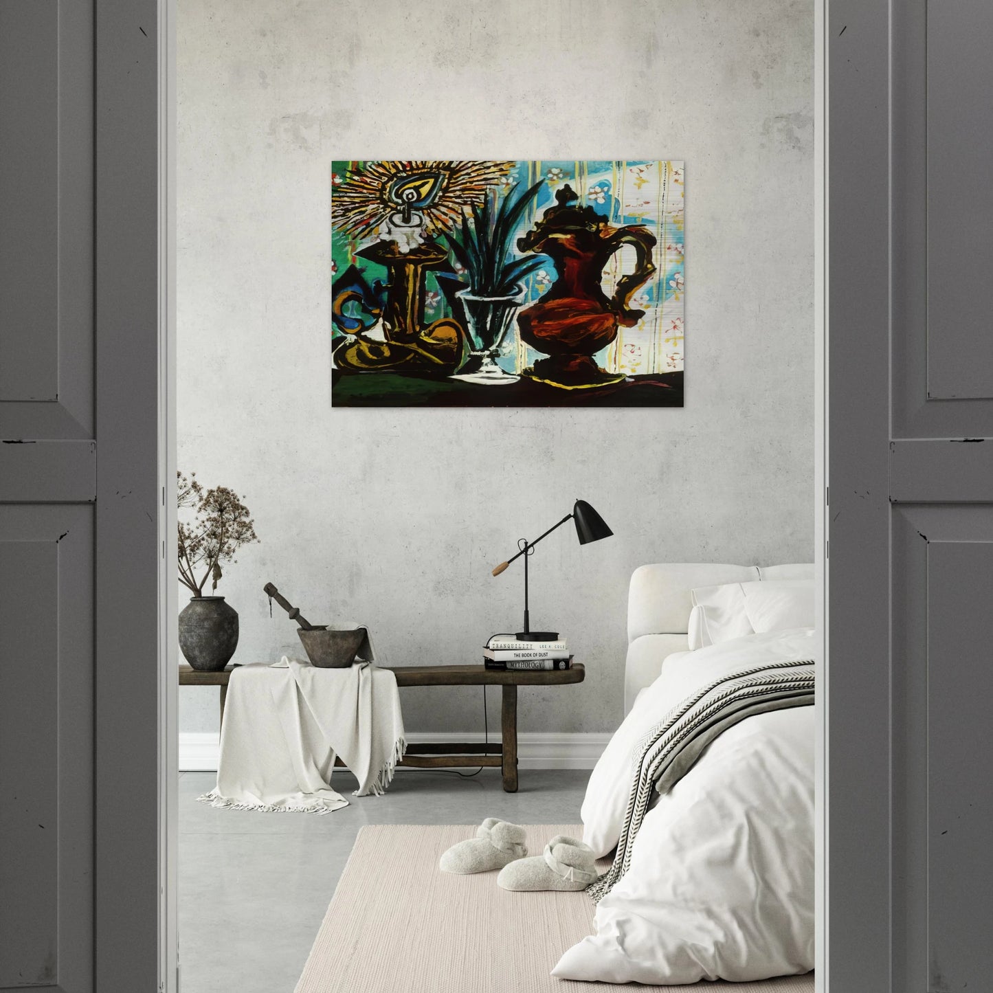 Still life with candle - Pablo Picasso Brushed Aluminum Print - 70x100 cm / 28x40 inches | Pablo Picasso Aluminum Print | Pablo Picasso Prints