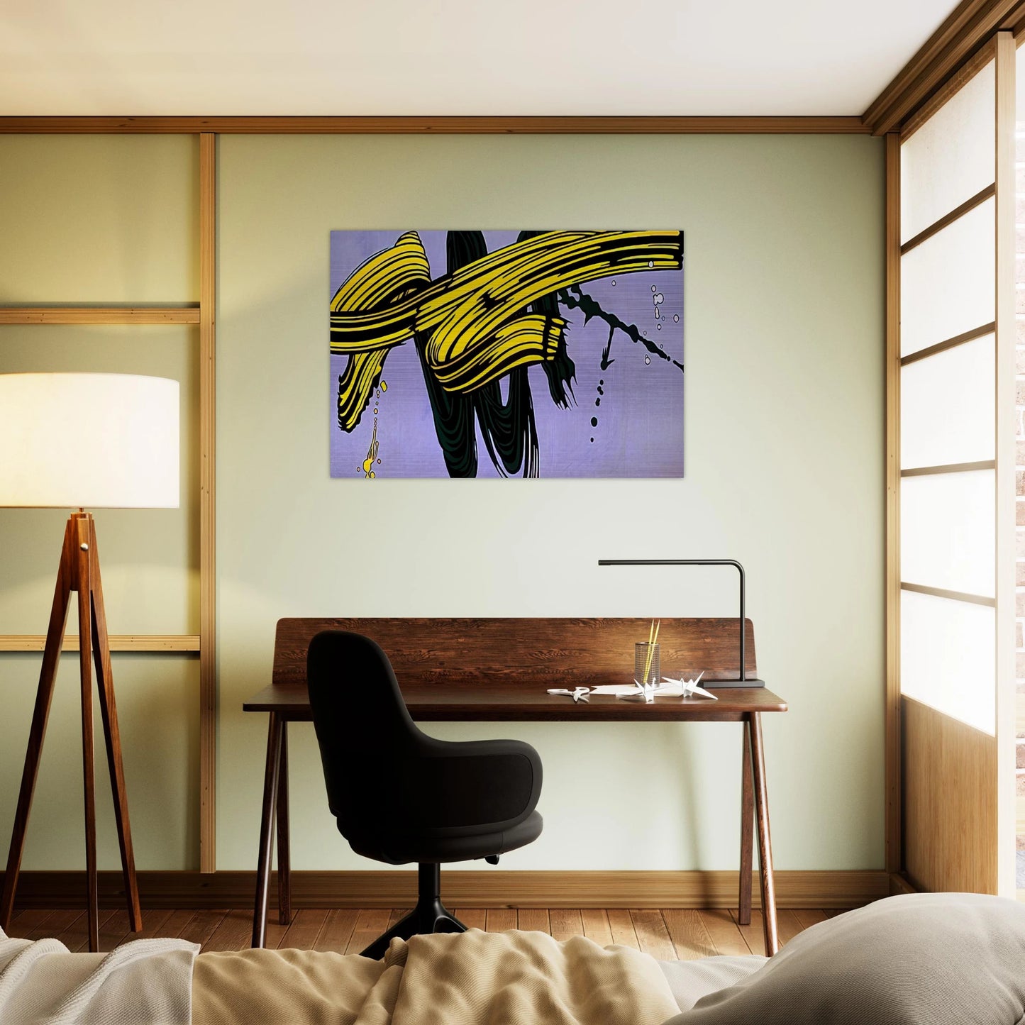YELLOW AND GREEN BRUSHSTROKES 1966 - Roy Lichtenstein Brushed Aluminum Print - 70x100 cm / 28x40 inches | Roy Lichtenstein Aluminum Print | Roy Lichtenstein Prints