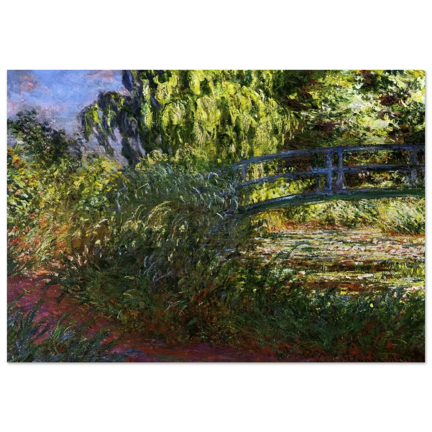 The Japanese Bridge The Water-Lily Pond and Path by the Water - claude monet Brushed Aluminum Print - 70x100 cm / 28x40 inches | claude monet Aluminum Print | claude monet Prints