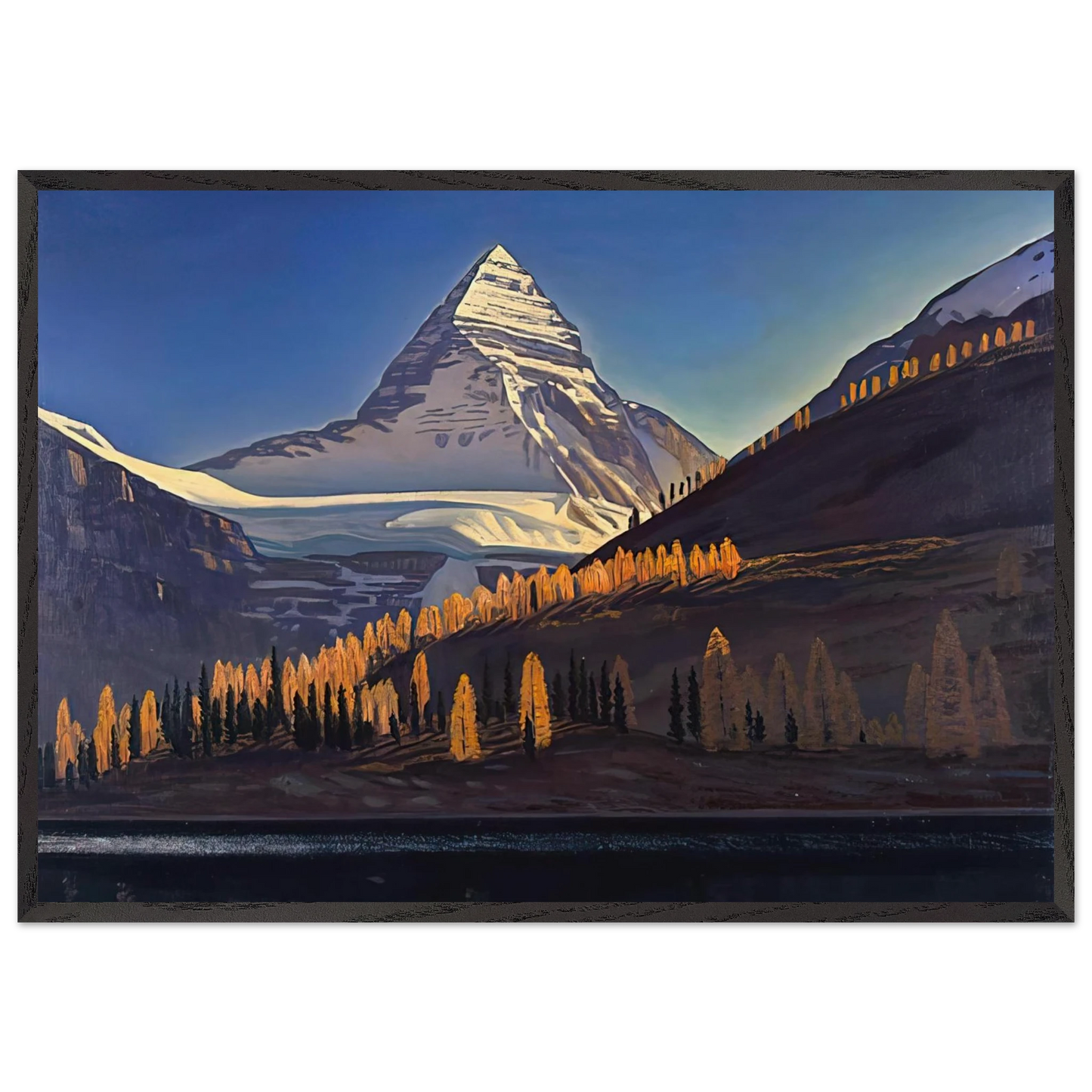 Mount Assiniboine Canadian Rockies - Rockwell Kent 70x100 cm / 28x40 inches Framed Art Print – Black Wooden Frame