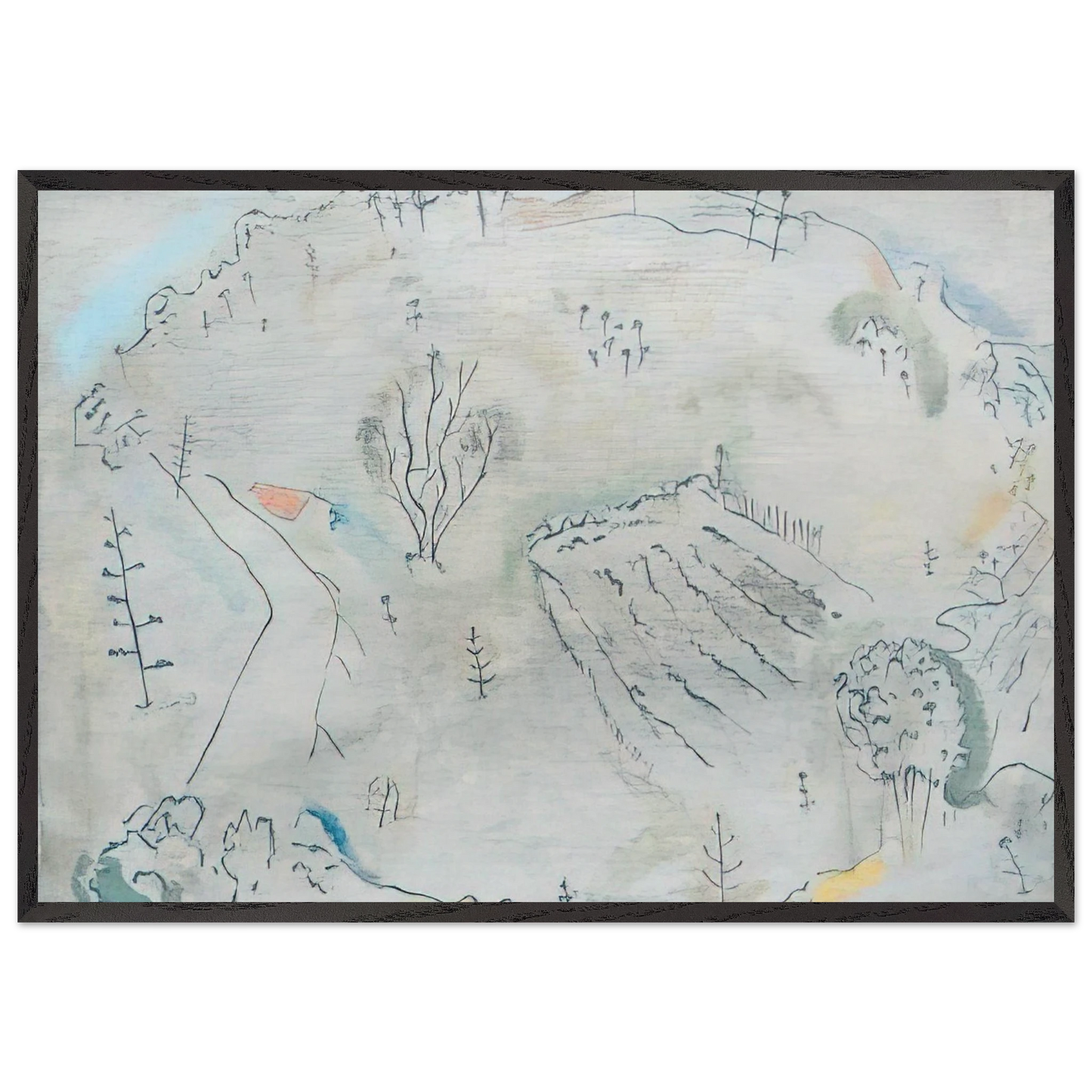 Composition a la carte de France - 1931 - John Ferren 70x100 cm / 28x40 inches Framed Art Print – Black Wooden Frame