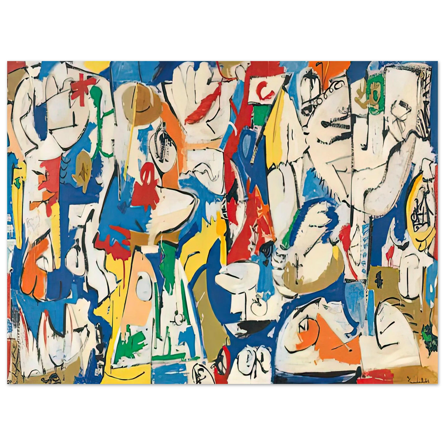 Helen Frankenthaler - The Jugglers, 1951- Wall Art - 30x40 cm / 12x16 inches - Premium Wooden Framed Poster With Fine Art Paper-canvas - Wood frame