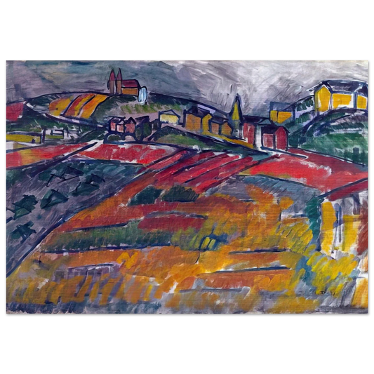 LANDSCAPE WITH RED AND YELLOW - Raoul Dufy Brushed Aluminum Print - 70x100 cm / 28x40 inches | Raoul Dufy Aluminum Print | Raoul Dufy Prints