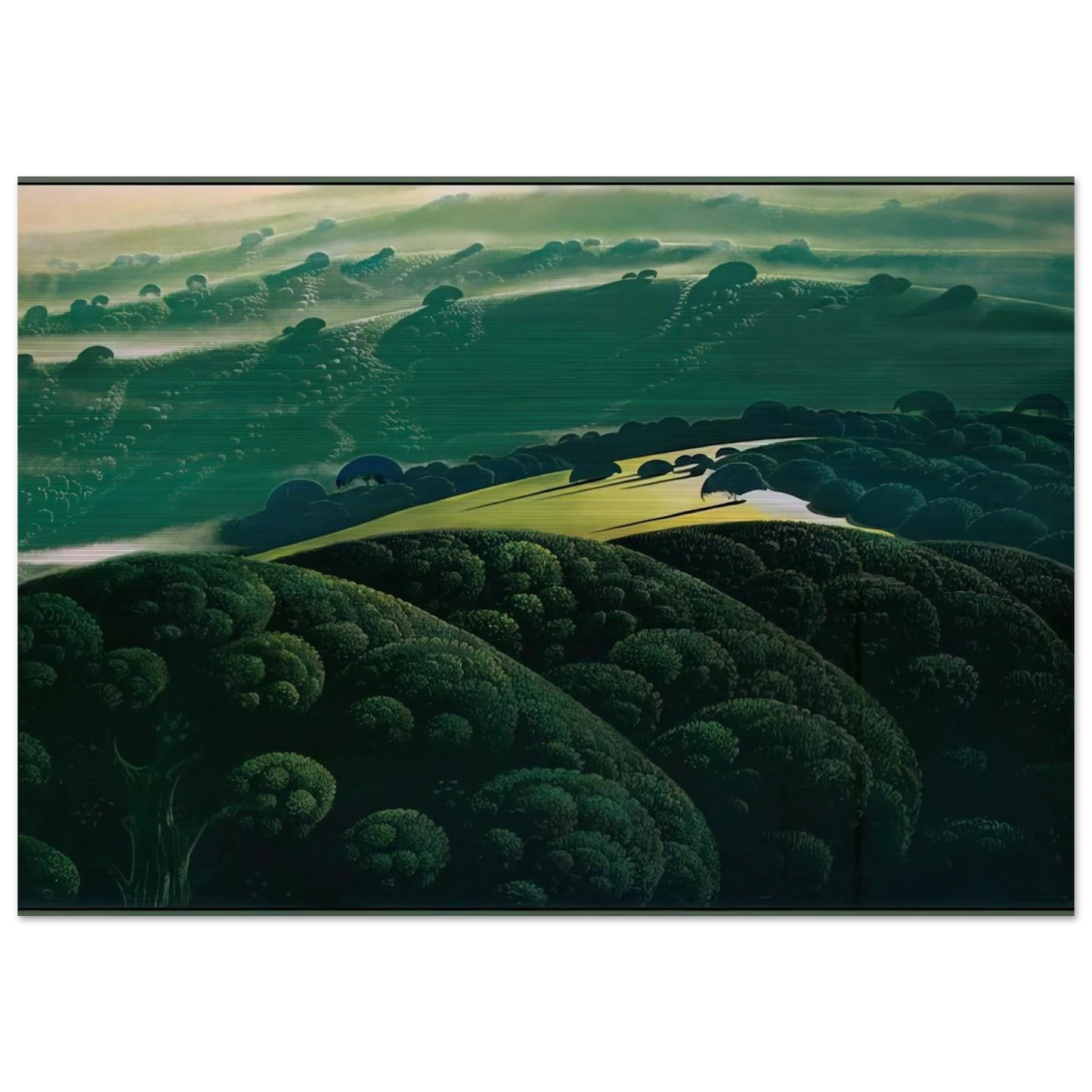 Morning Fog - Eyvind Earle Brushed Aluminum Print - 70x100 cm / 28x40 inches | Eyvind Earle Aluminum Print | Eyvind Earle Prints