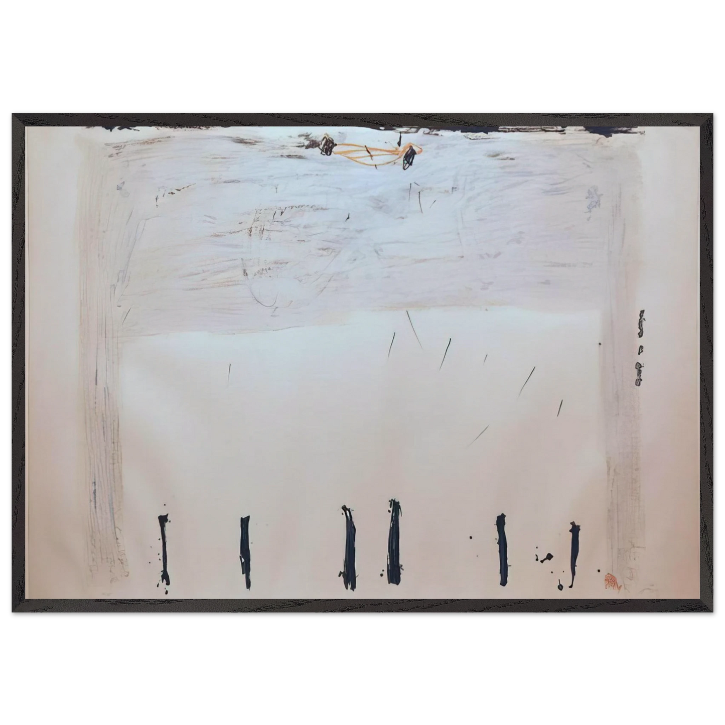 VERTICALES EN BAS 1968 - Antoni Tapies 70x100 cm / 28x40 inches Framed Art Print – Black Wooden Frame