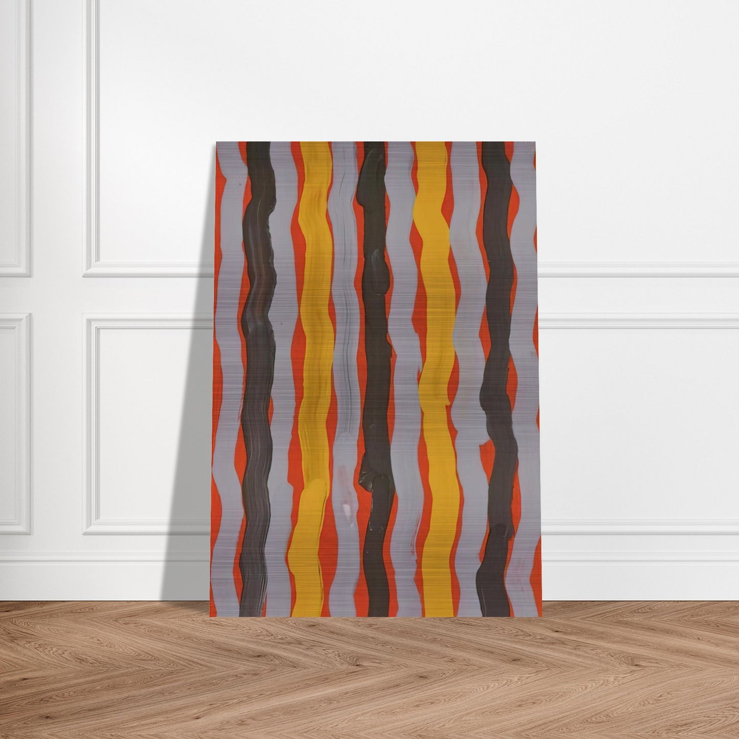 Dream Lance - 2001 - Clifford Possum Tjapaltjarri Brushed Aluminum Print - 70x100 cm / 28x40 inches | Clifford Possum Tjapaltjarri Aluminum Print | Clifford Possum Tjapaltjarri Prints
