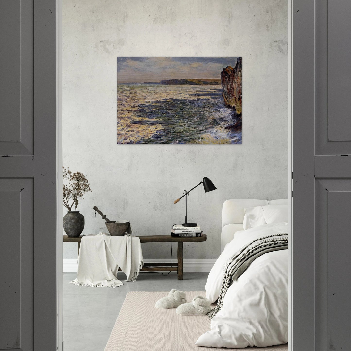 Waves and Rocks at Pourville - claude monet Brushed Aluminum Print - 70x100 cm / 28x40 inches | claude monet Aluminum Print | claude monet Prints
