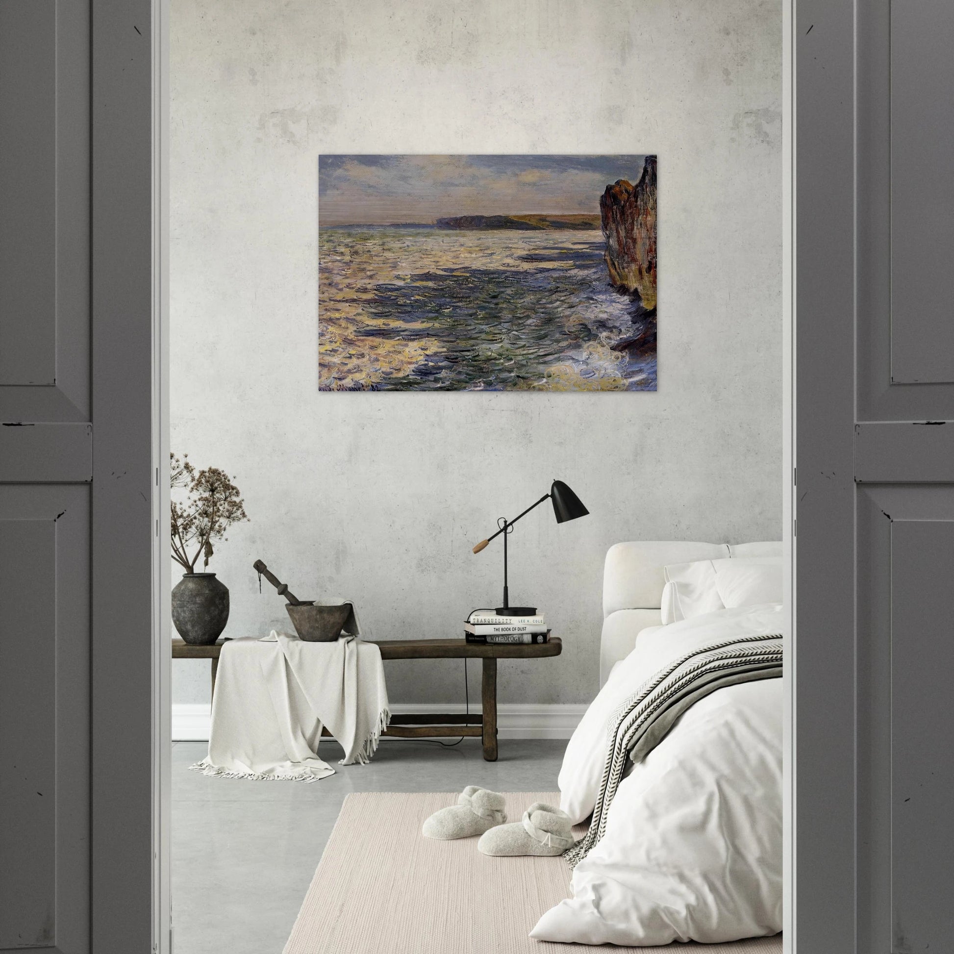 Waves and Rocks at Pourville - claude monet Brushed Aluminum Print - 70x100 cm / 28x40 inches | claude monet Aluminum Print | claude monet Prints