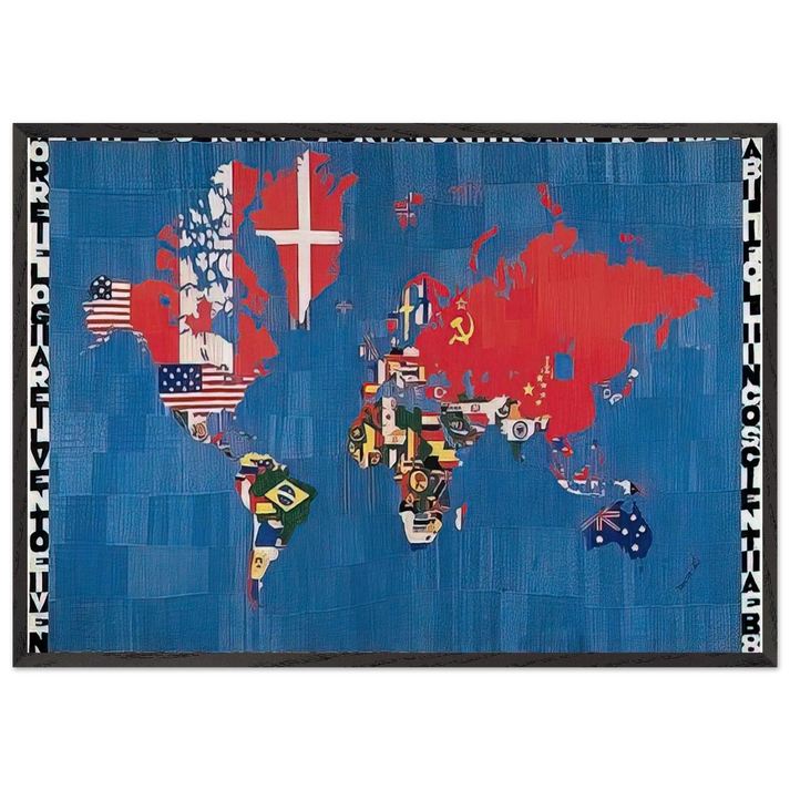 VORREI ELOGIARE IL VENTO E I VENTI CHE COLORANO - Alighiero Boetti 70x100 cm / 28x40 inches Framed Art Print – Black Wooden Frame