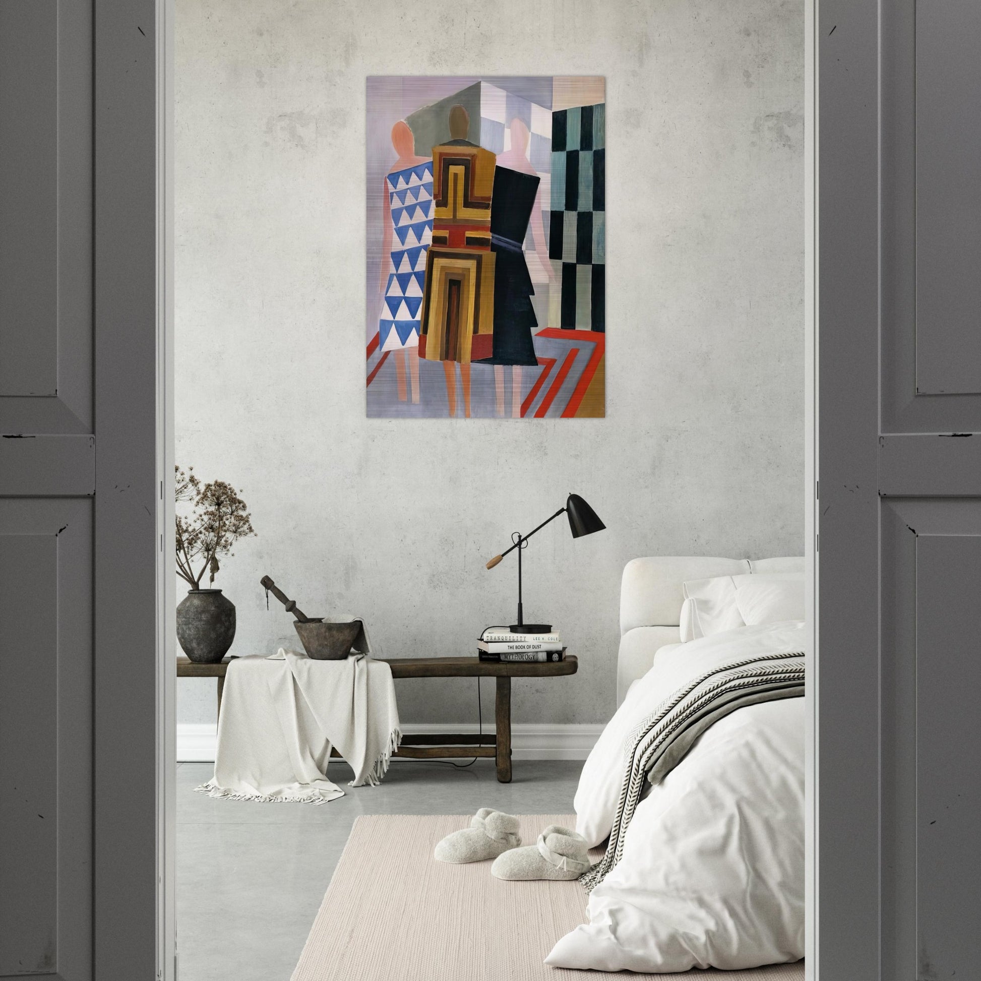 SIMULTANEOUS DRESSES THREE WOMEN FORMS COLOURS 1925 - Sonia Delaunay Brushed Aluminum Print - 70x100 cm / 28x40 inches | Sonia Delaunay Aluminum Print | Sonia Delaunay Prints