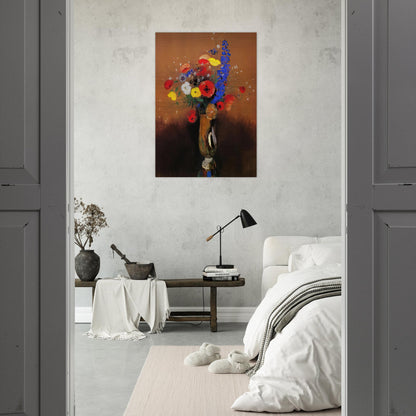 WILD FLOWERS IN A LONG NECKED VASE - Odilon Redon Brushed Aluminum Print - 70x100 cm / 28x40 inches | Odilon Redon Aluminum Print | Odilon Redon Prints