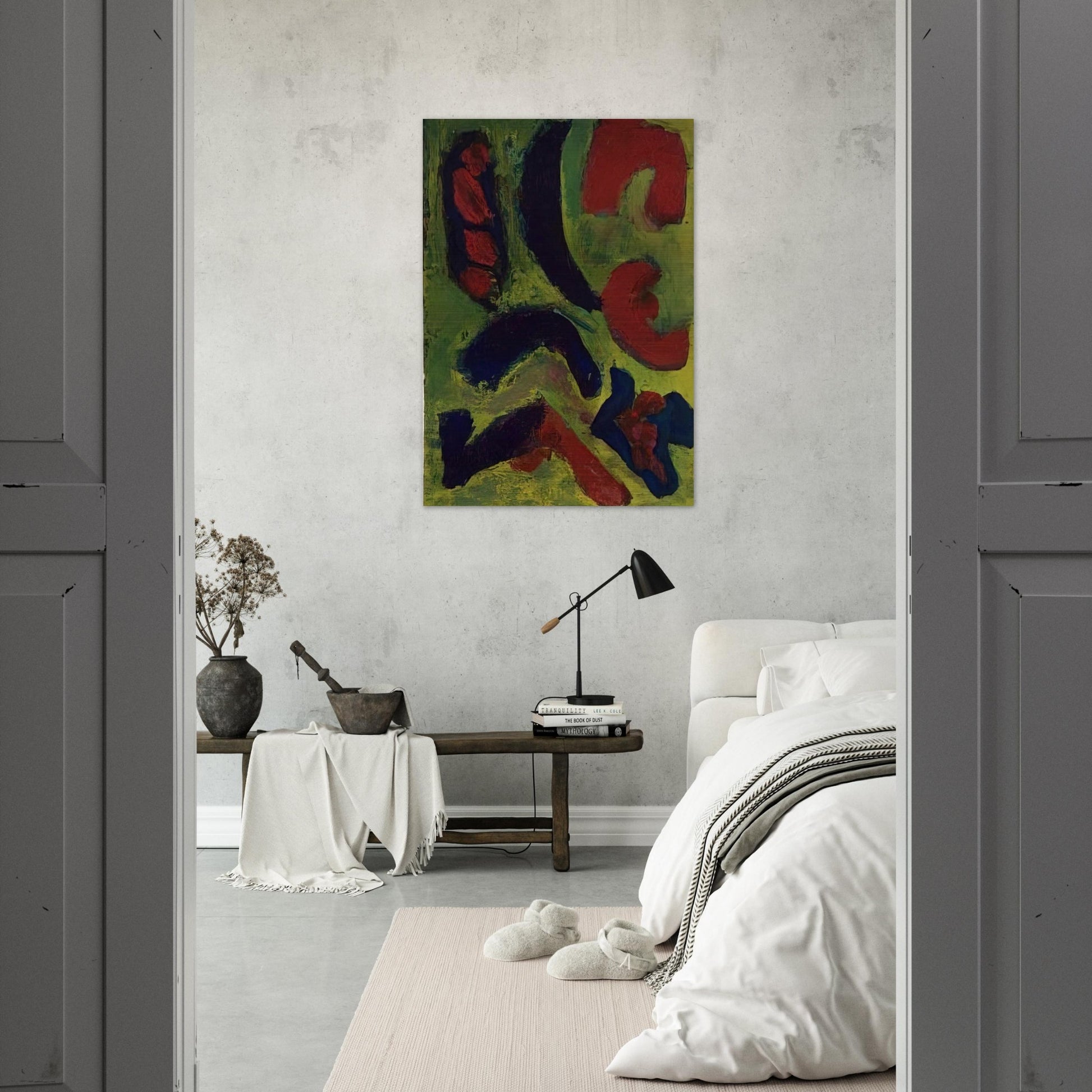 Abstract Composition in Green and Red - Barnett Newman Brushed Aluminum Print - 70x100 cm / 28x40 inches | Barnett Newman Aluminum Print | Barnett Newman Prints