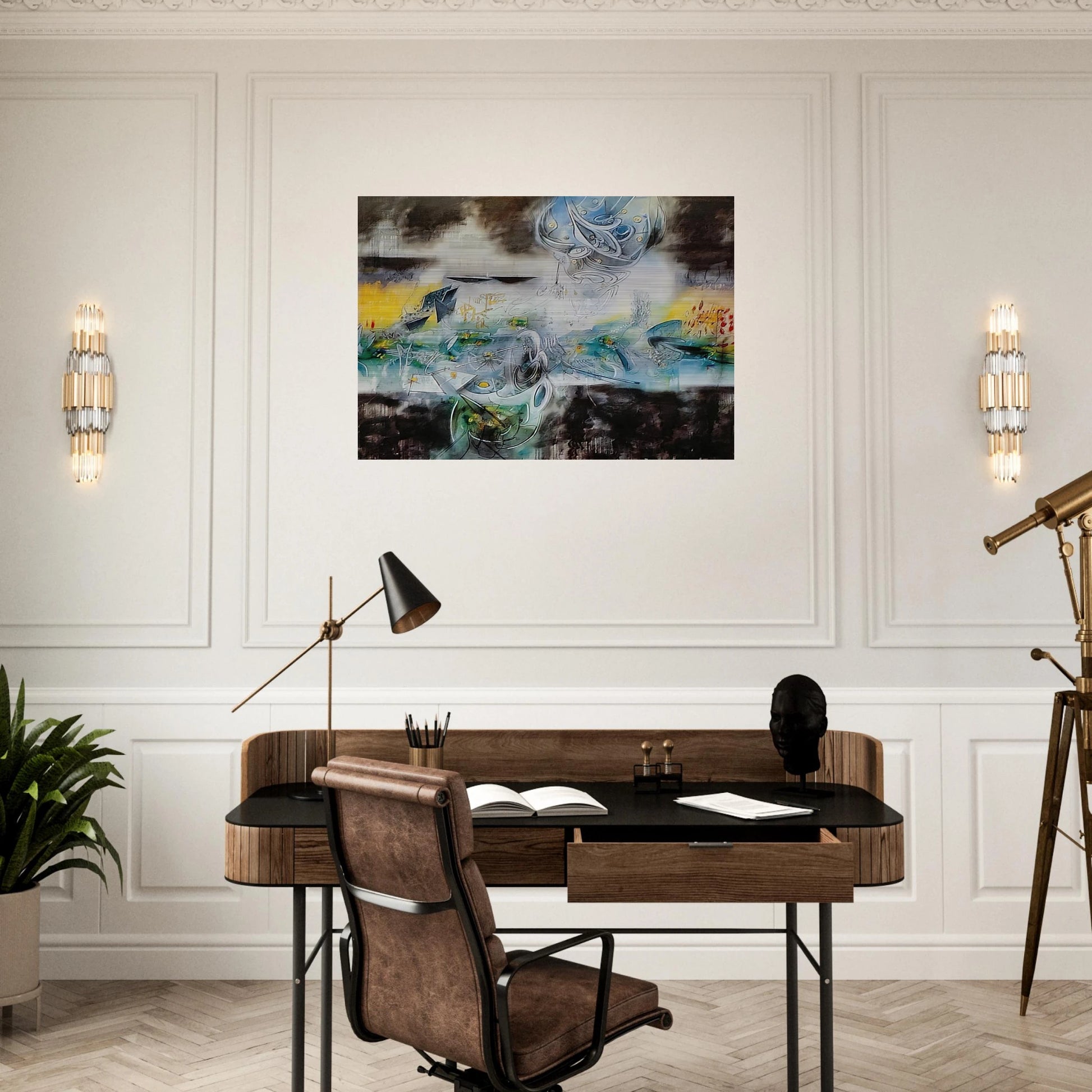 ABRIR EL CUBO Y ENCONTRAR LA VIDA - Roberto Matta Brushed Aluminum Print - 70x100 cm / 28x40 inches | Roberto Matta Aluminum Print | Roberto Matta Prints