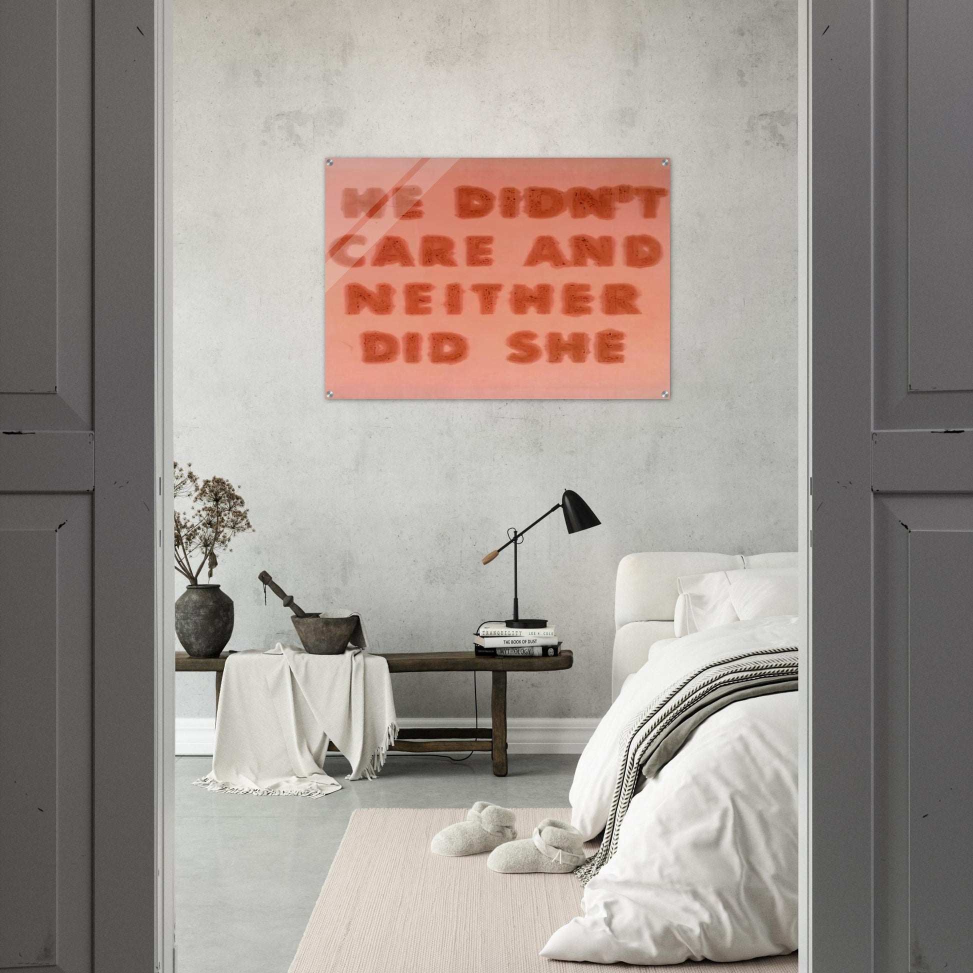 HE DIDN T CARE AND NEITHER DID SHE 1974 - Edward Ruscha Acrylic Print - 70x100 cm / 28x40″ inches