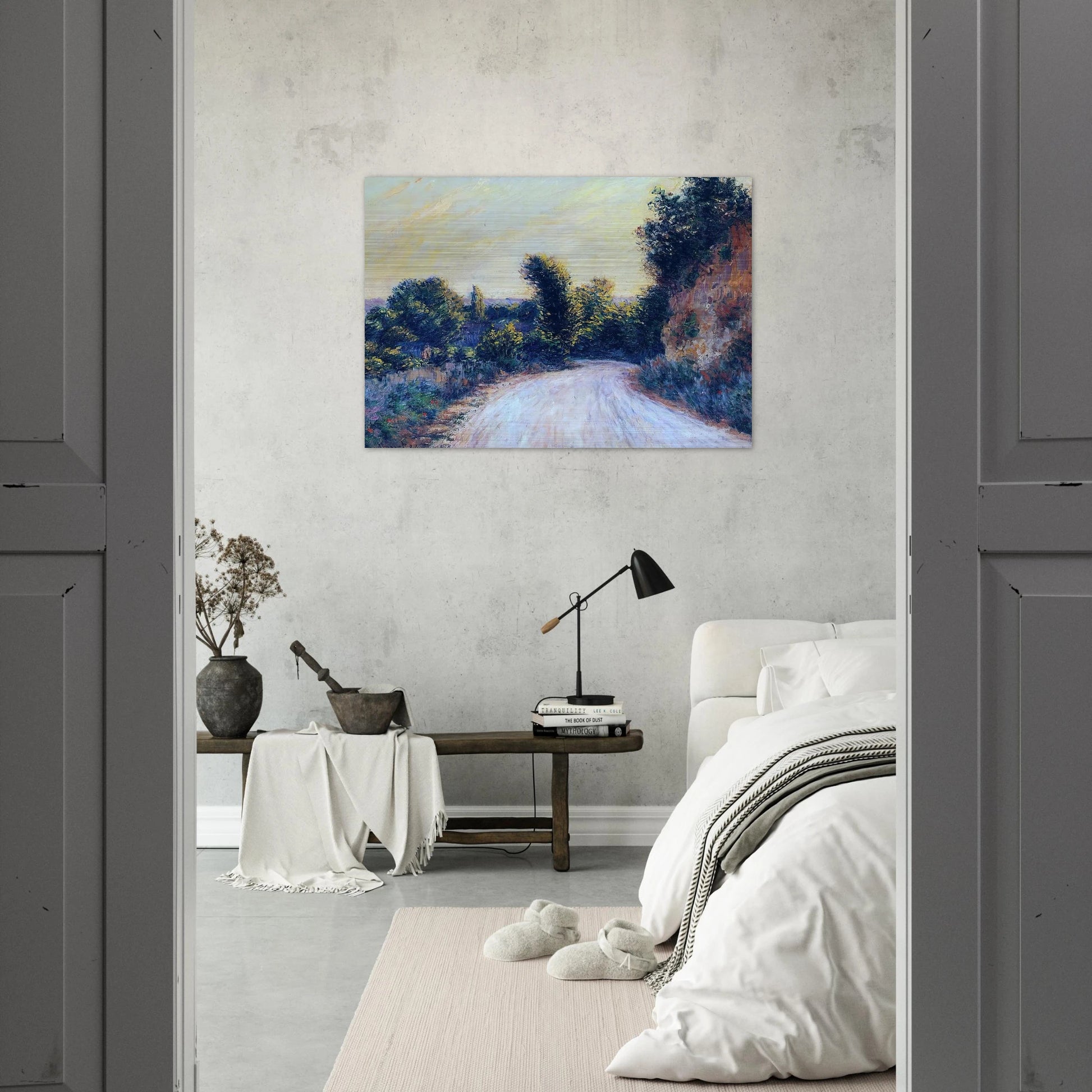 Road near Giverny - claude monet Brushed Aluminum Print - 70x100 cm / 28x40 inches | claude monet Aluminum Print | claude monet Prints