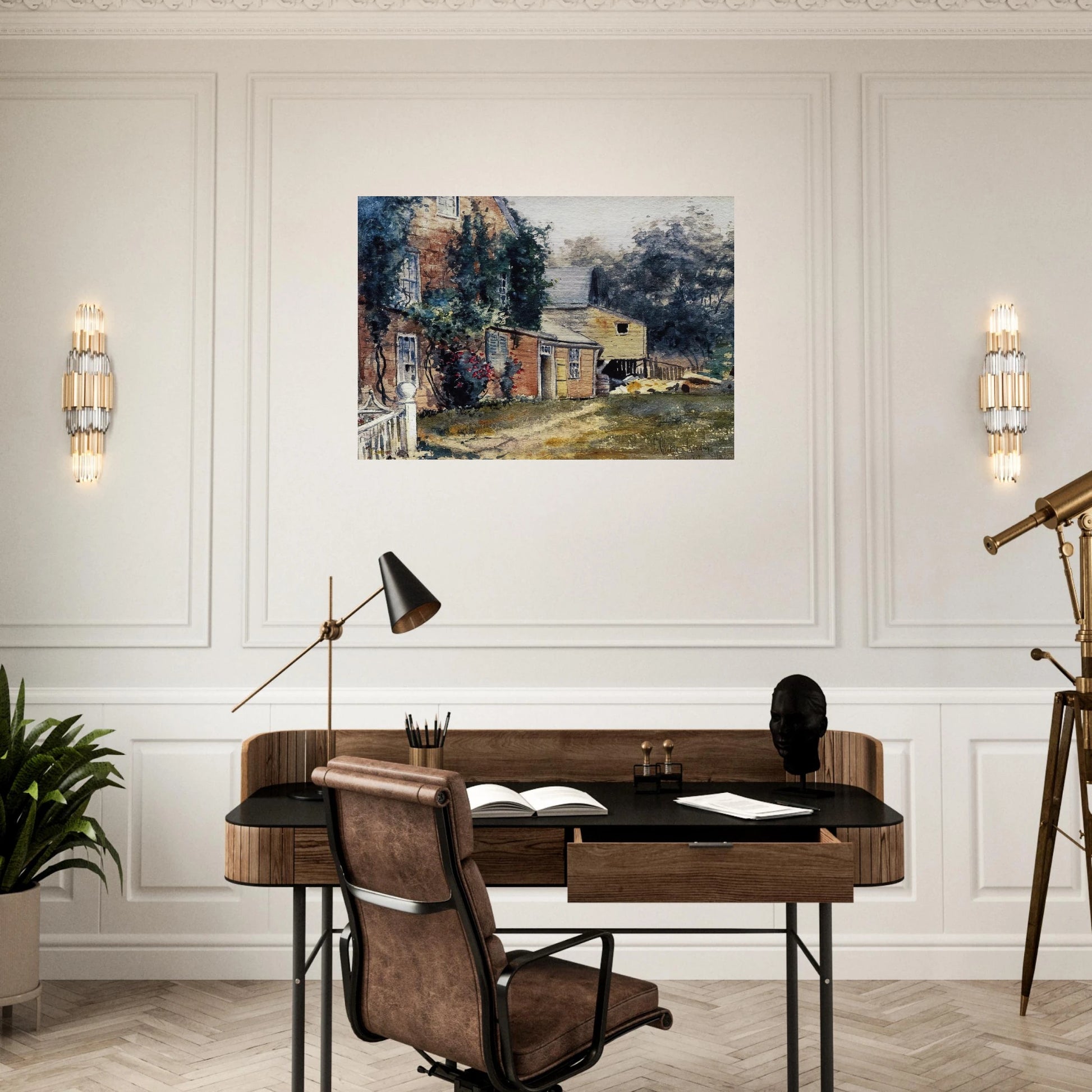 Old House, Nantucket - Childe Hassam Brushed Aluminum Print - 70x100 cm / 28x40 inches | Childe Hassam Aluminum Print | Childe Hassam Prints