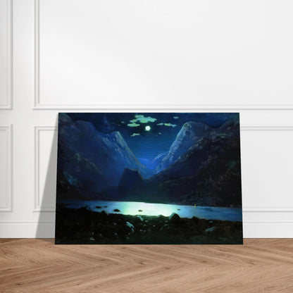 Daryal pass. Moonlight Night - Arkhyp Kuindzhi Brushed Aluminum Print - 70x100 cm / 28x40 inches | Arkhyp Kuindzhi Aluminum Print | Arkhyp Kuindzhi Prints